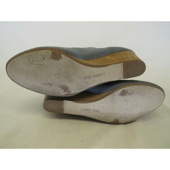 Lands End Blue Suede Wedge Fashion Ankle Boots Bootie Womens Size 9.5 B - Picture 9 of 12